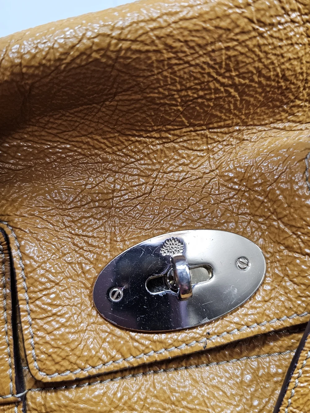 Mulberry Tan Leather Satchel with Turn-Lock